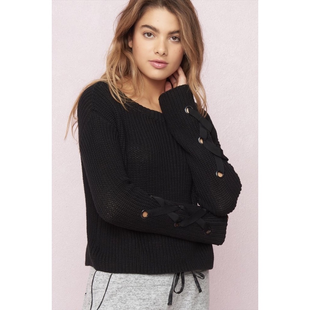 NWT Garage Laced Cuff Sweater in Black - Picture 2 of 5